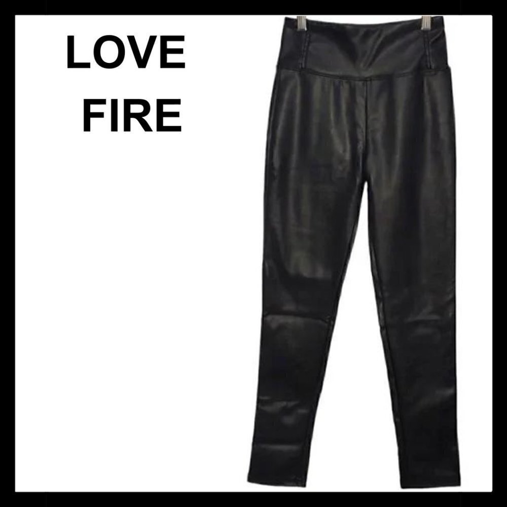 NWT LOVE FIRE Girl's black faux leather leggings